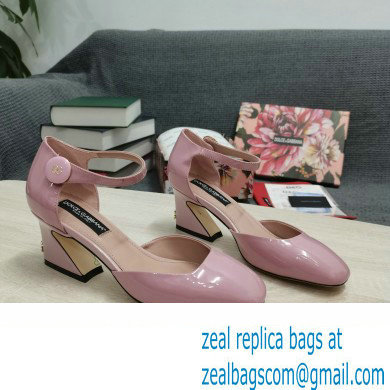 Dolce  &  Gabbana Heel 6.5cm/10.5cm Patent leather Mary Janes Light Pink with Geometric Heel 2022